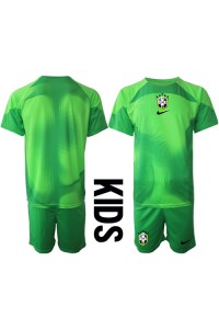 Fotbalové Dres Brazílie Brankářské Dětské Venkovní Oblečení MS 2022 Krátký Rukáv (+ trenýrky)